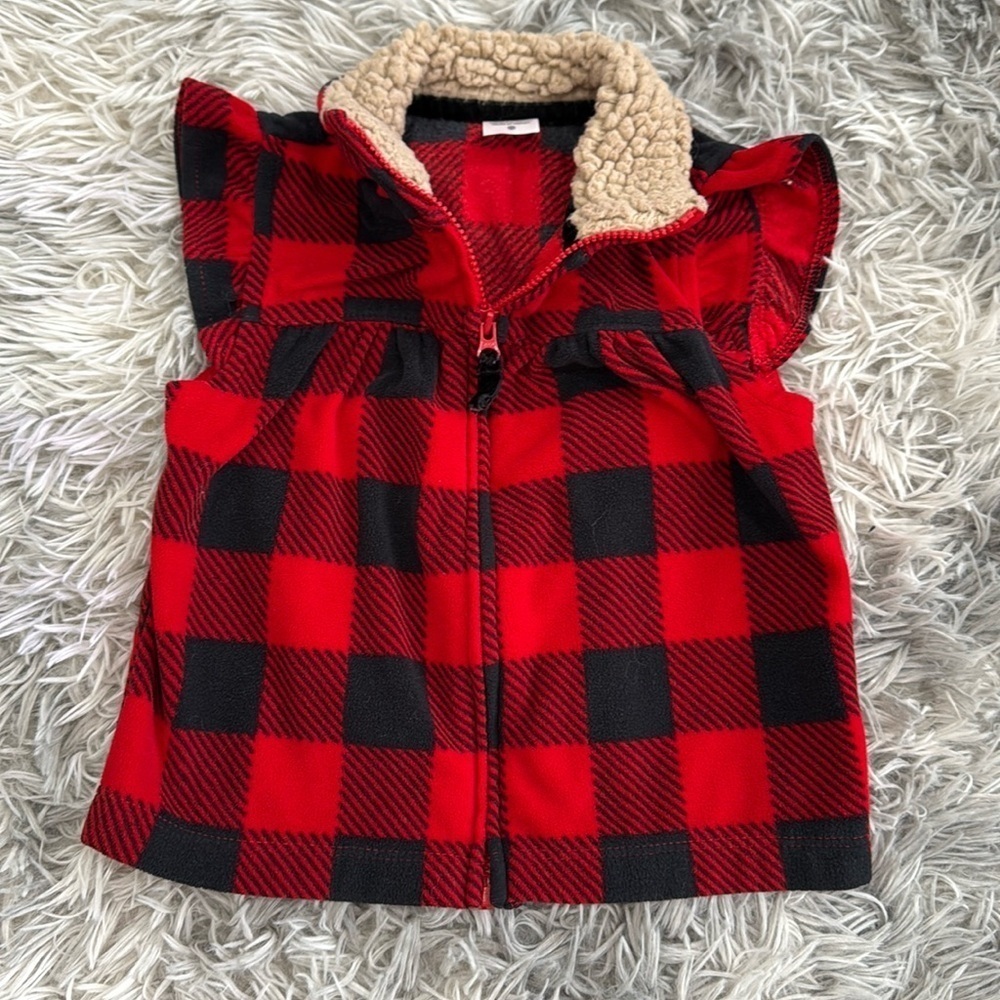Plaid zip up vest